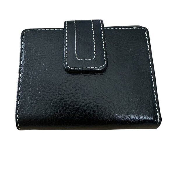 Fossil Wallet Black Leather Tri-Fold Snap Closure Slip Pockets Vintage - Picture 1 of 8